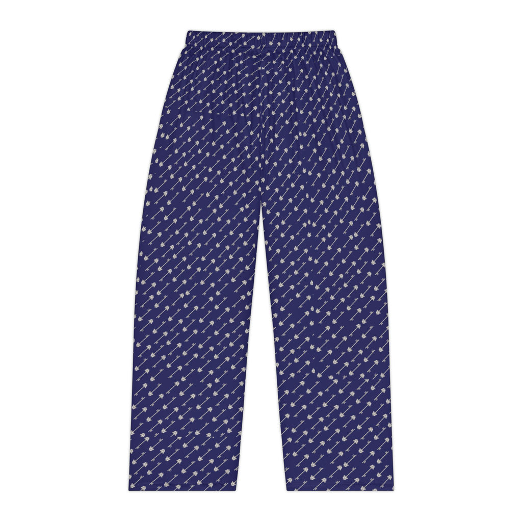 Old Kingdom-Inspired Midnight Blue Pajama Pants — Silver Key Pattern for Cozy Reading Nights