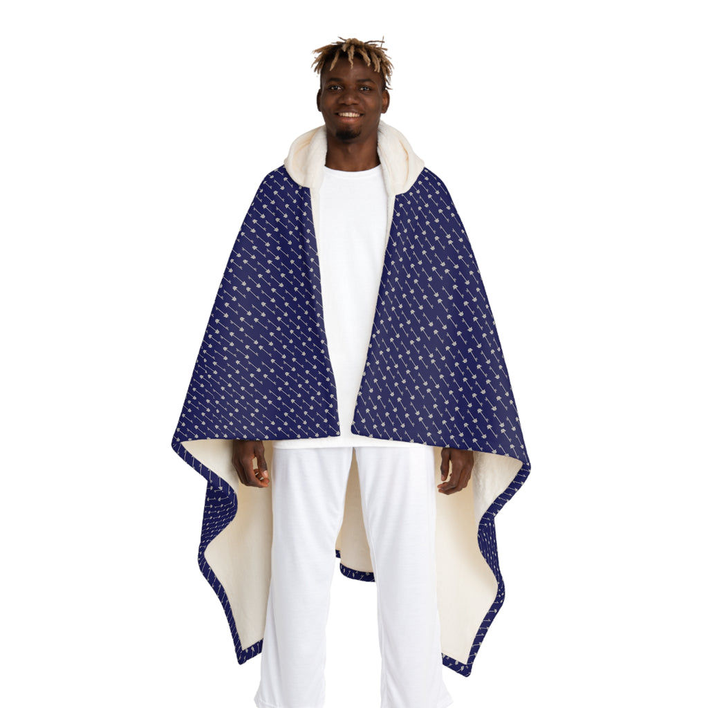Abhorsen's Charter Sending style Hooded Sherpa Blanket – Cozy Navy Patterned Fleece with Hood