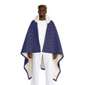 Abhorsen's Charter Sending style Hooded Sherpa Blanket – Cozy Navy Patterned Fleece with Hood