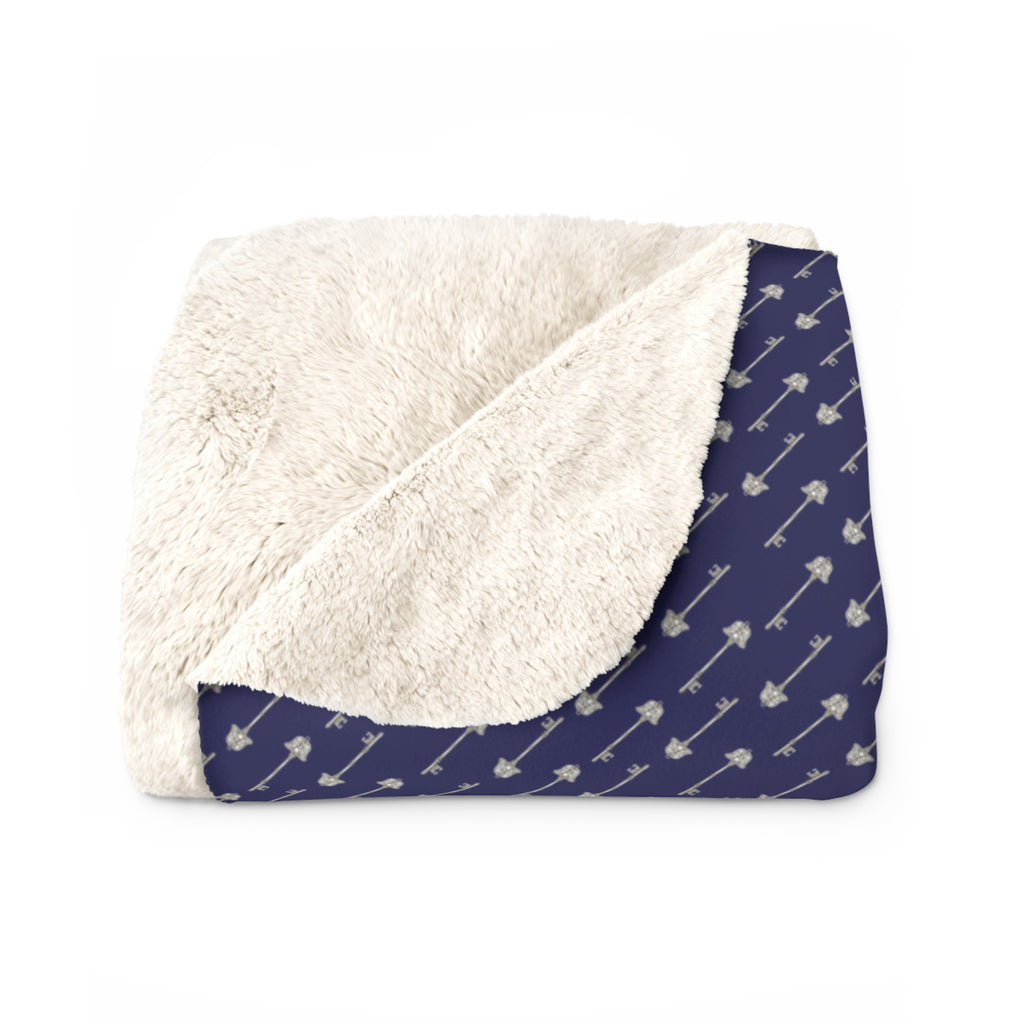 Navy Constellation Sherpa Blanket – Cozy Star Pattern Fleece Throw