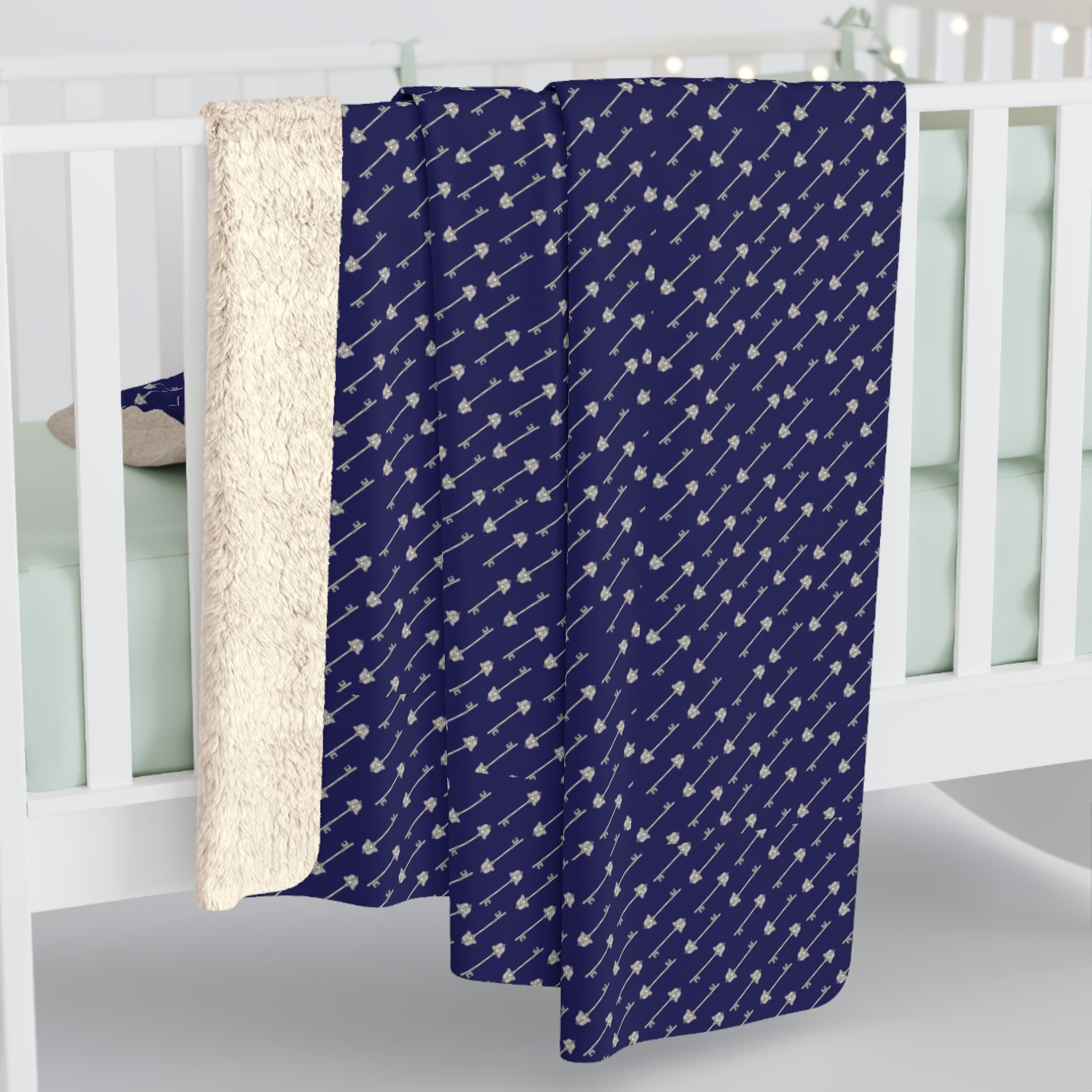 Navy Constellation Sherpa Blanket – Cozy Star Pattern Fleece Throw