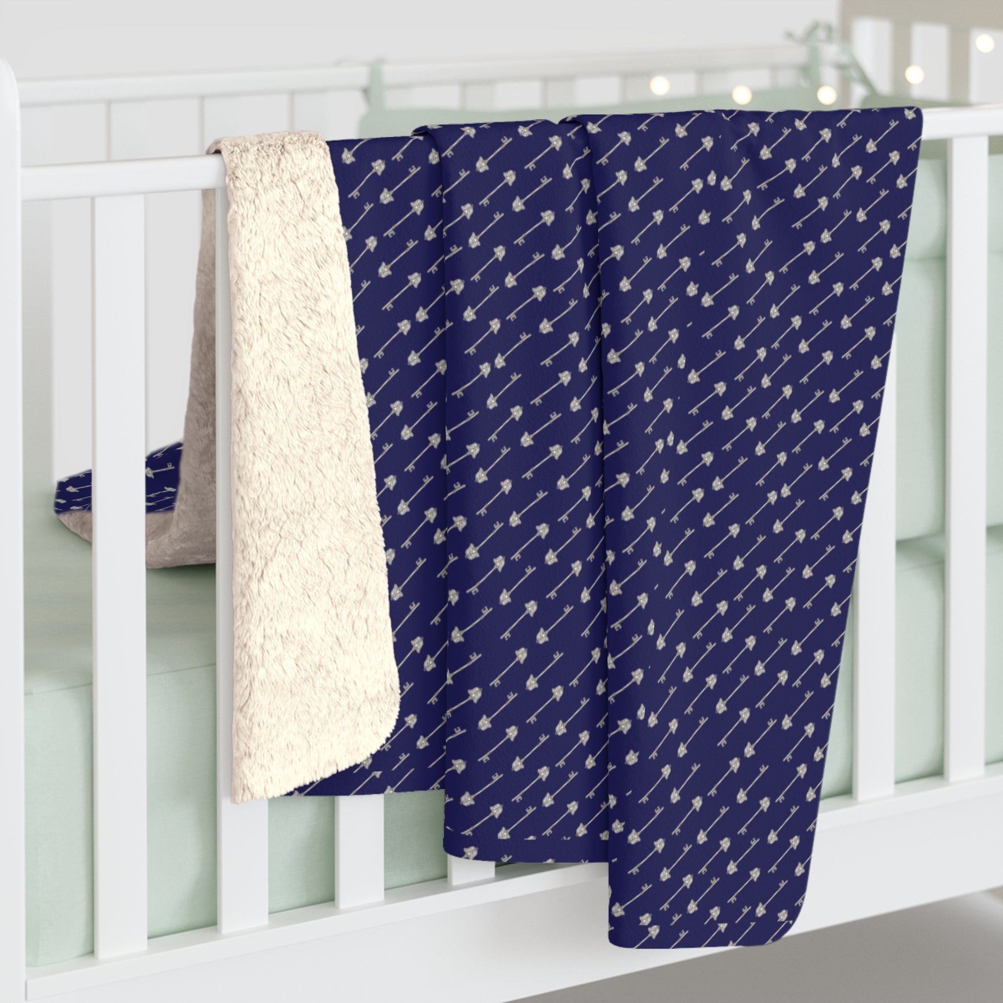 Navy Constellation Sherpa Blanket – Cozy Star Pattern Fleece Throw