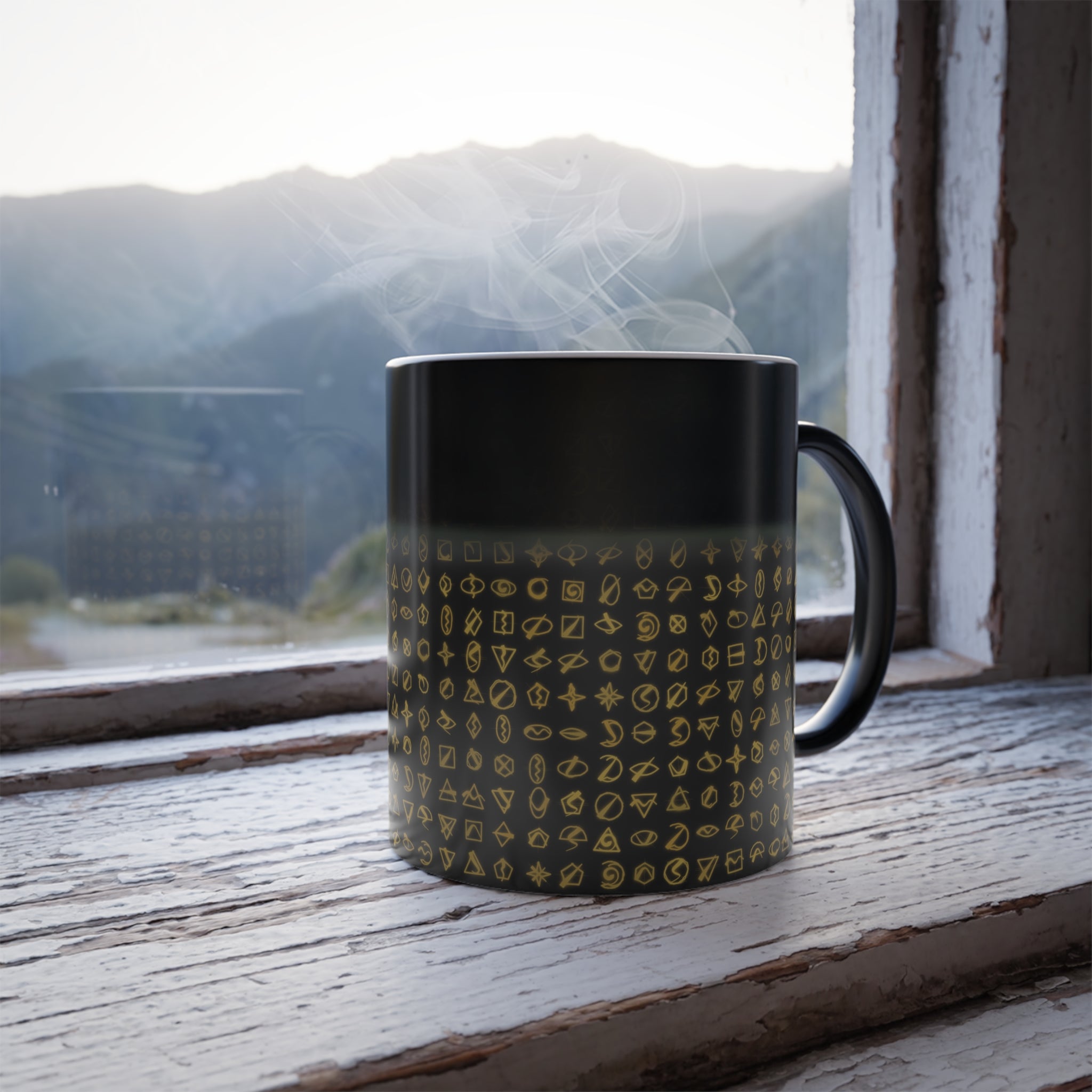 Glowing Gold Rune Color-Changing Coffee Mug — 11oz Charter Magic Morph Mug