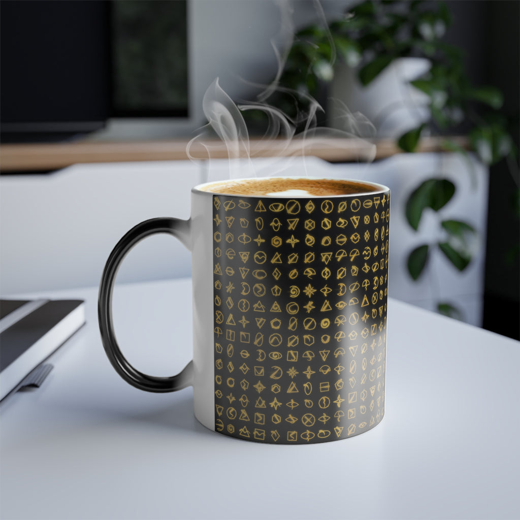 Glowing Gold Rune Color-Changing Coffee Mug — 11oz Charter Magic Morph Mug