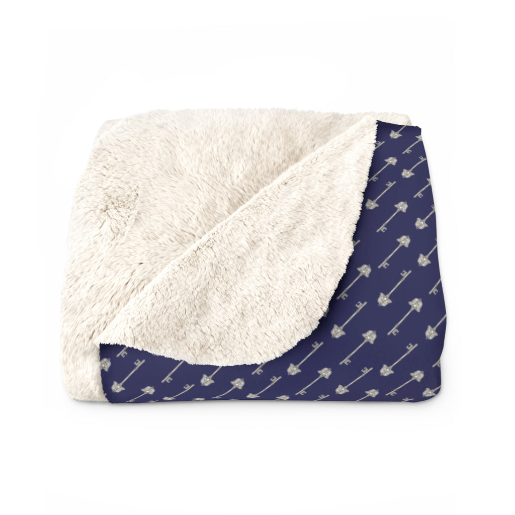 Navy Constellation Sherpa Blanket – Cozy Star Pattern Fleece Throw
