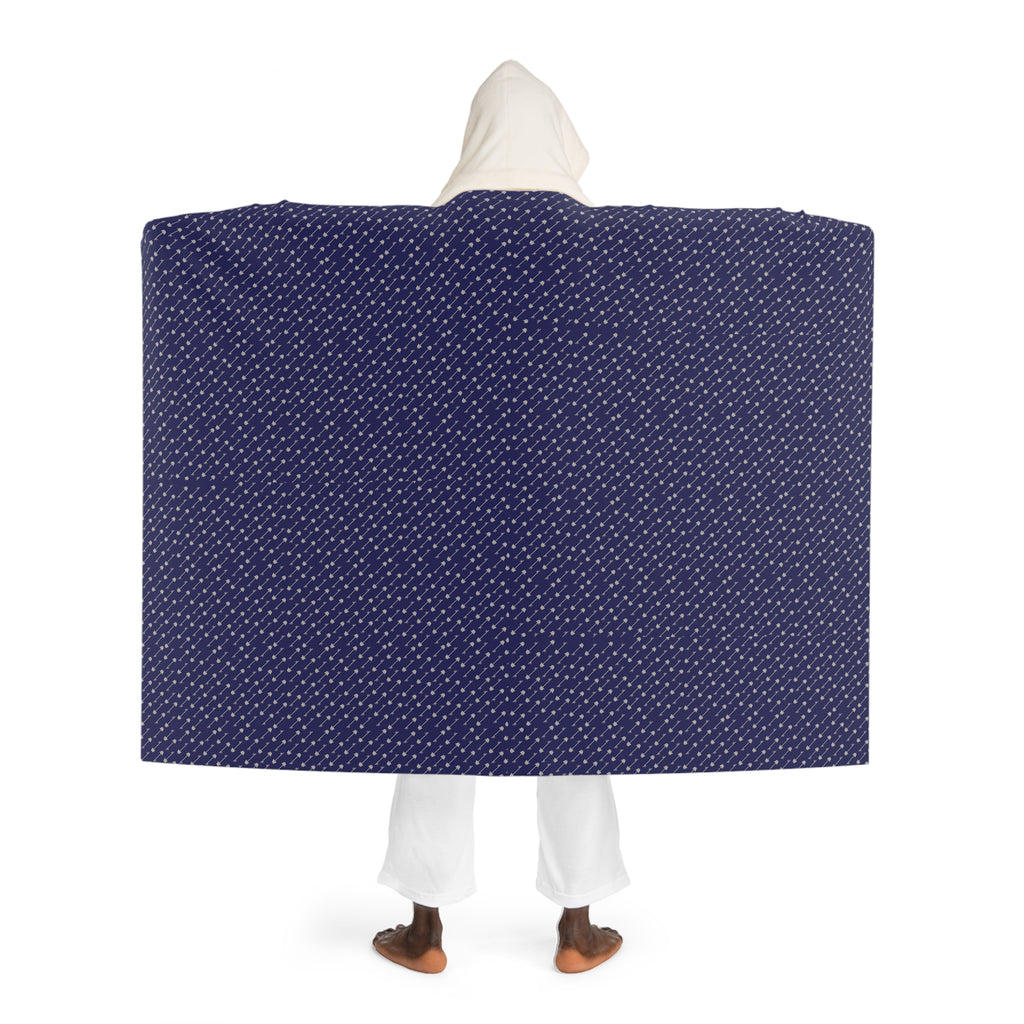 Abhorsen's Charter Sending style Hooded Sherpa Blanket – Cozy Navy Patterned Fleece with Hood