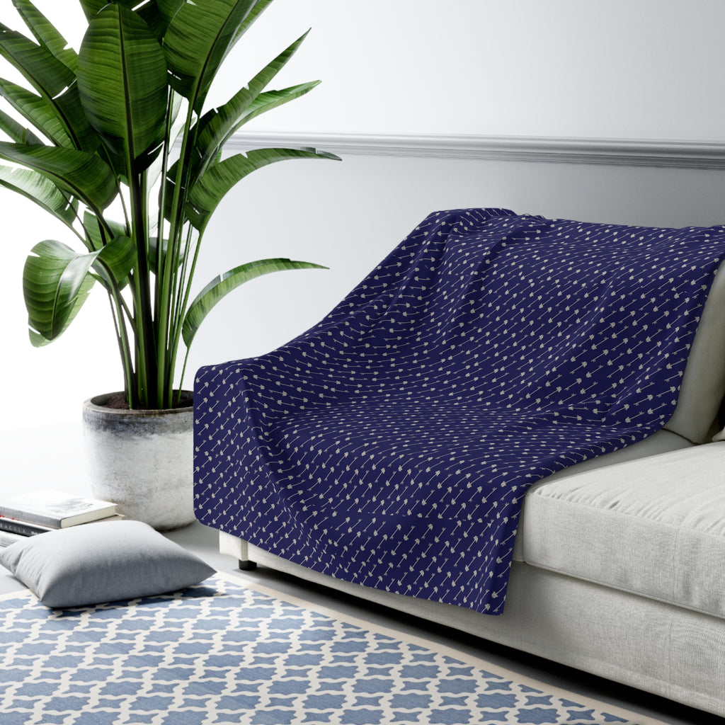Navy Constellation Sherpa Blanket – Cozy Star Pattern Fleece Throw